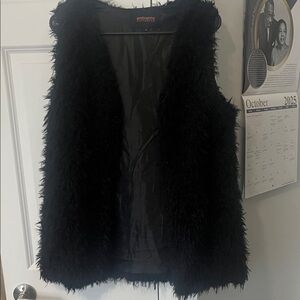 Ambiance Elegant Black Fuzzy Vest